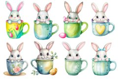 Adorable Watercolor Easter Bunny In A Mug Clipart Bundle Product Image 2