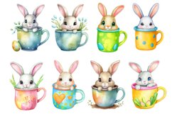 Adorable Watercolor Easter Bunny In A Mug Clipart Bundle Product Image 3