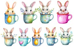 Adorable Watercolor Easter Bunny In A Mug Clipart Bundle Product Image 4