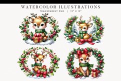 Adorable Watercolor Deer Christmas Clipart Illustrations Product Image 1