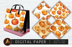 Watercolor Pumpkin Pattern Digital Paper Product Image 1