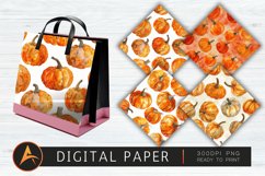 Watercolor Pumpkin Pattern Digital Paper Product Image 1