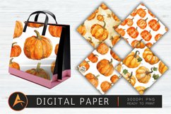 Watercolor Pumpkin Pattern Digital Paper Product Image 1