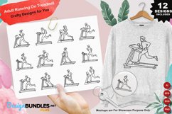 Adult Running On Treadmill Clipart Set Product Image 1