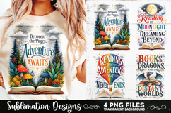 Whimsical reading sublimation PNG, Reading 4 PNG, Book Lover Product Image 1