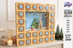 Christmas Advent Calendar Laser Cut | 3D Xmas Countdown SVG Product Image 1