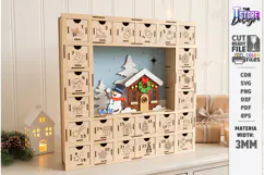 Christmas Advent Calendar Laser Cut | 3D Xmas Countdown SVG Product Image 1