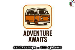 Adventure Awaits Camper Van PNG File