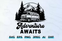 Adventure Awaits SVG | Outdoor Nature Mountain Vector Design Product Image 1