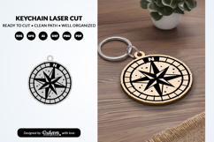 Adventure Compass Keychain Laser Cut SVG Product Image 1