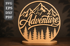 Adventure Mountain Forest Round Sign SVG Product Image 1