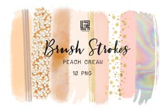 Peach cream  gold. Brush strokes clipart. Product Image 1