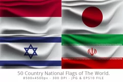 Realistic waving 50 Country National Flags of The World. Product Image 7