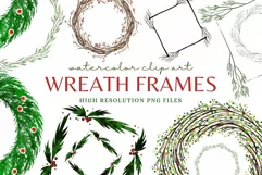 Wreath Watercolor Clip Art Set Holiday Card Embellishment Product Image 1