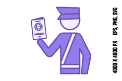 Colored Customs Officer Icon Product Image 1