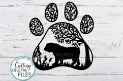 English Bulldog Paw sign svg dxf pdf cut out template Product Image 1