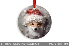 Fox Christmas Ornament Design. Winter Fox Round Ornament Product Image 1