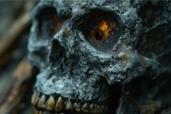 Eerie charred human skull closeup Product Image 1