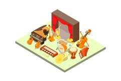 Philharmonic concept banner, isometric style Product Image 1