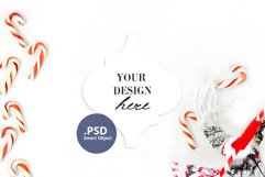 White Arabesque Ornament PSD, Sublimation Ornament Mockup Product Image 2
