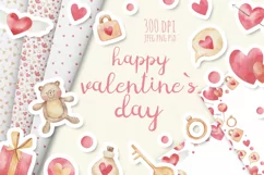 Valentine's day , watercolor collection psd png jpeg Product Image 1