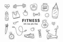 Fitness outline doodles, svg sport icons Product Image 1