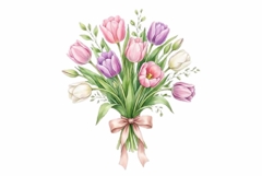 Watercolor fresh tulip bunch Product Image 1