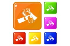 Businessman hand icons set vector color Product Image 1