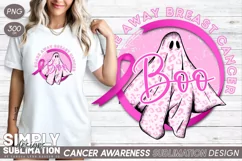 Scare Away Cancer | Pink Ribbon | Ghost Sublimation Png Product Image 1