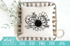 Floral Arrangement SVG - Sunflower SVG - Line Art Flowers Product Image 4