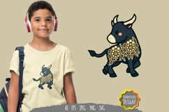 Hand Drawn Folk Art Bull for T-Shirt Design Product Image 1
