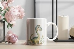 Watercolor Cute Gallimimus Dinosaur Cartoon Product Image 1