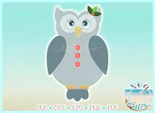 Girly Owl with Holly Christmas SVG Dxf Eps Png PDF Product Image 3