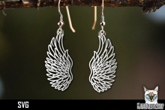 Wings earrings laser cut, laser cutting earring svg Product Image 1