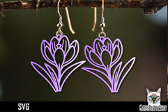 Crocus earrings laser cut, flower laser cutting svg Product Image 1