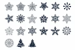 Silhouettes of snowflakes and Christmas trees Product Image 2