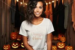 Halloween T-Shirt Mockup Women, White T-Shirt Mockup, d47 Product Image 2