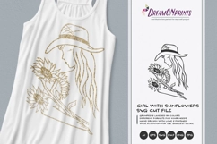 Girl with Sunflowers SVG | Sunflower SVG Cut File Product Image 2