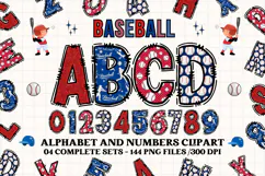 Baseball Sport Alphabet png clipart, baseball letters doodle Product Image 1
