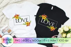 Love Valentines Day Printable Design With Flowers Product Image 1