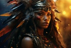 Mystic tribal warrior woman in golden light Product Image 1