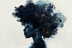 Abstract artistic portrait with cosmic hair Product Image 1