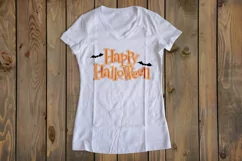 Happy Halloween w/Bats cut File - SVG DXF EPS AI PNG Product Image 2
