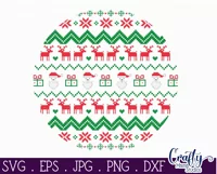 Santa Ugly Christmas Sweater Round Sign Svg Product Image 2