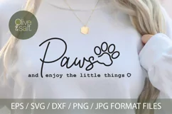 Enjoy the little things, motivational quote svg, dog paw svg Product Image 1
