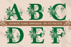 Aesthetic Floral Monogram SVG, EPS Vector Bundle Product Image 1