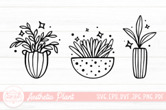 Aesthetic House Plant Black And White Doodle Sticker Product Image 1
