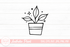 Aesthetic House Plant Black And White Doodle Sticker Product Image 1