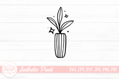 Aesthetic House Plant Black And White Doodle Sticker Product Image 1