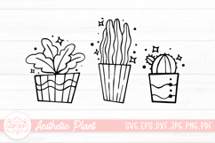 Aesthetic House Plant Black And White Doodle Sticker Product Image 1